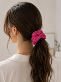 Chouchou rose à pois blancs en coton – Douceur et charme rétro